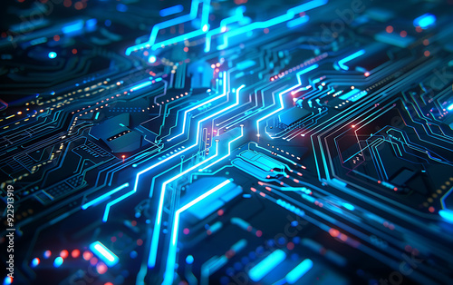 Fototapeta Naklejka Na Ścianę i Meble -  Circuit board. Technology background. 3d rendering toned image