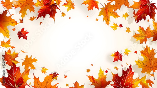 autumn leaves frame isolated on white background