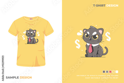 cute cat cartoon t shirt design 