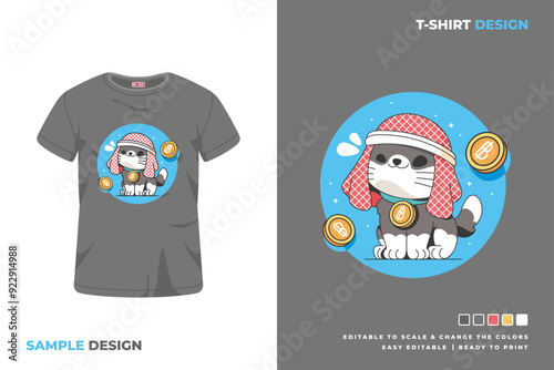 cute cat cartoon t shirt design 