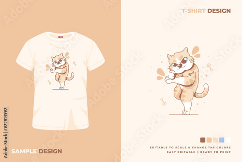 cute cat cartoon t shirt design 