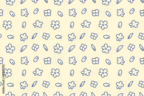 Hand drawn floral shapes cute design seamless repeat pattern