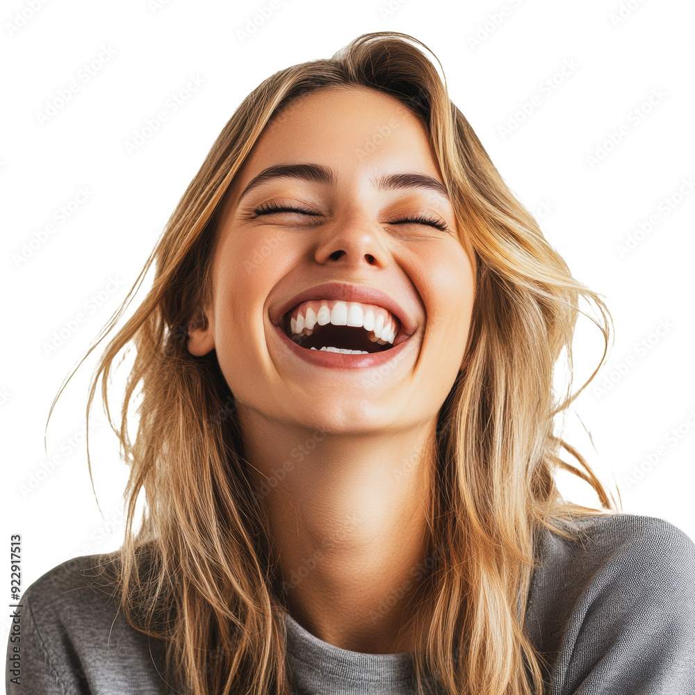 PNG Happy woman laughing against a clean background PNG Happy woman laughing against a clean background