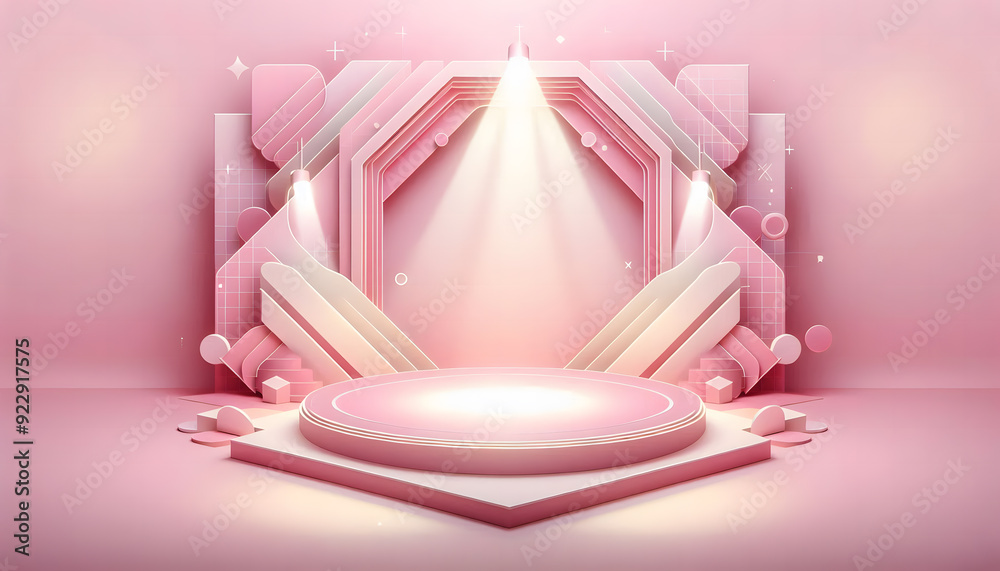 Rose quartz, glowing plinth for abstract shapes Rose quartz, glowing plinth for abstract shapes