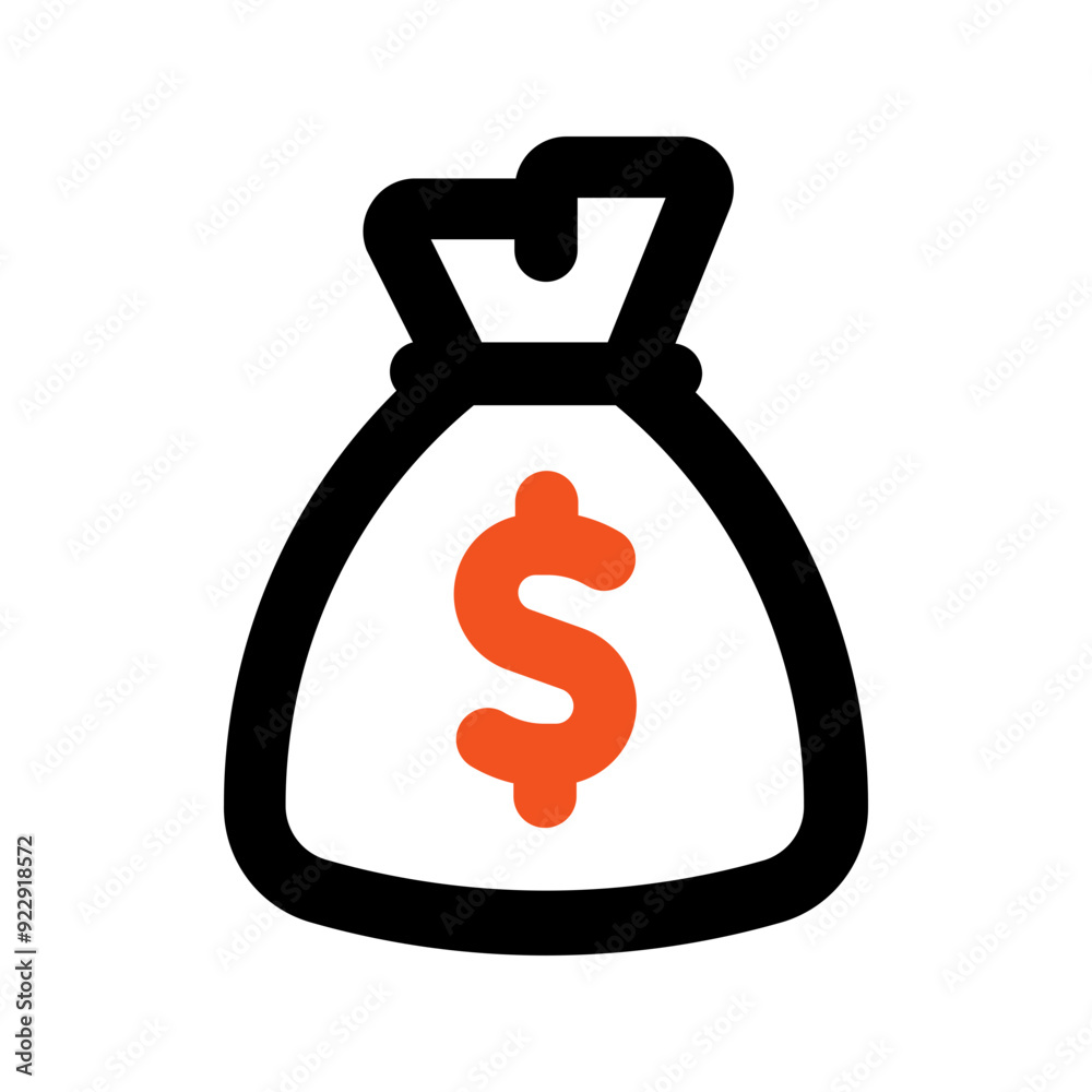 money bag line color icon