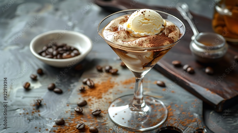 Affogato coffee with ice cream on a martini glass Affogato coffee with ice cream on a martini glass