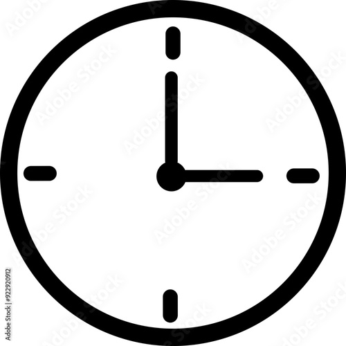 Simple time clock analog vector icon sign, Watch symbol