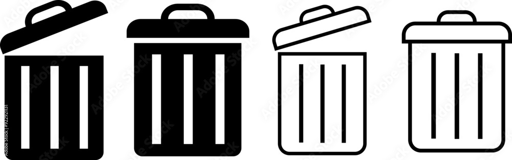 Set Delete icon-garbage, Collection trash can, rubbish basket sign, Group Recycle bin, waste container simple flat button Set Delete icon-garbage, Collection trash can, rubbish basket sign, Group Recycle bin, waste container simple flat button