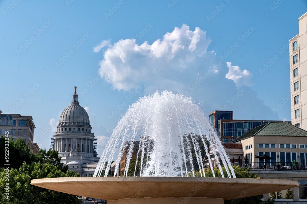 The Fountain at the Monona Terrace in front of Wisconsin State Capitol Building