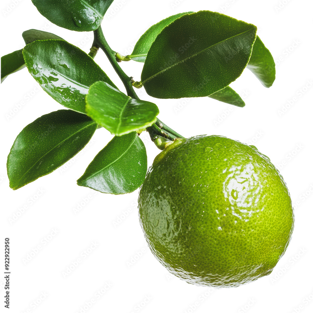 PNG Fresh green lime hanging on a tree branch PNG Fresh green lime hanging on a tree branch