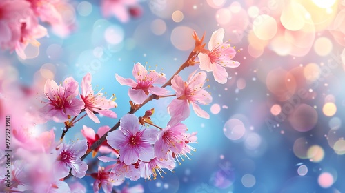 Cherry blossoms isolated on blur background