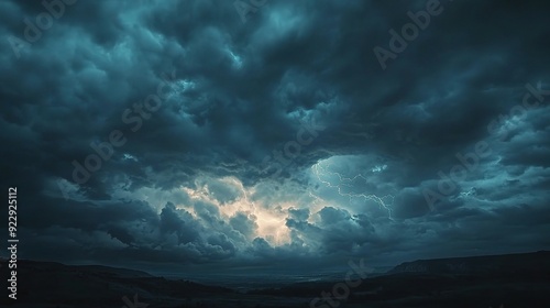 Stormy Sky: Dramatic, moody clouds engulf the horizon, creating a sense of impending change and powerful energy. 