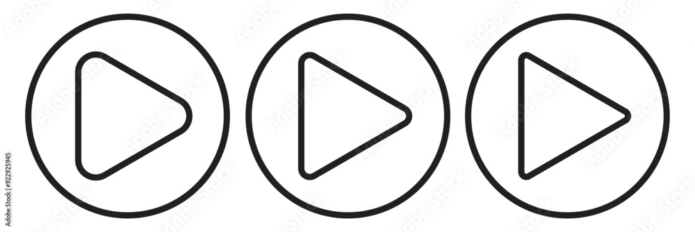 Play button vector icon set. Media or video player button icon collection. Play button vector icon set. Media or video player button icon collection.