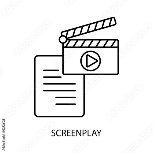 screenplay concept line icon. Simple element illustration.screenplay concept outline symbol design.