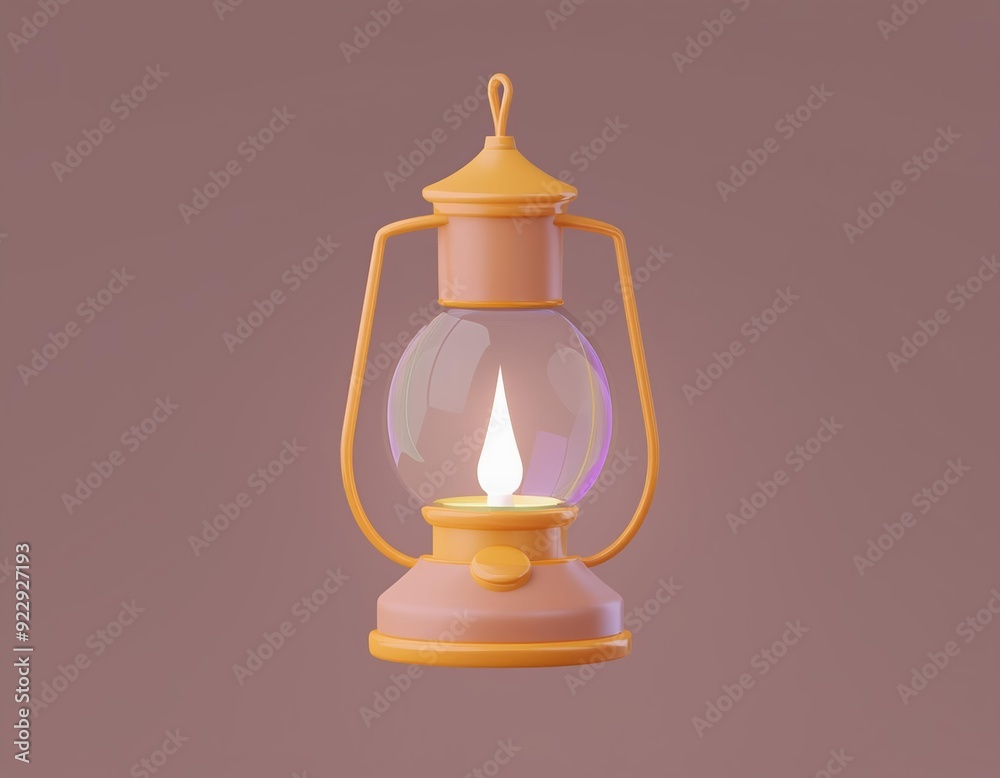 3D glowing lantern with a bright flame inside, 3D render 3D glowing lantern with a bright flame inside, 3D render