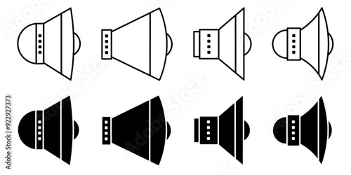 Loudspeakers. Vector collection of loudspeakers icon illustrations. Black icon design.