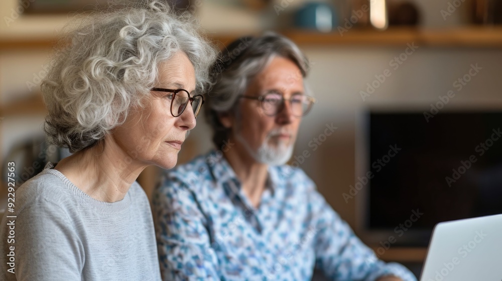 A senior couple sitting together on a couch using a laptop to host a video call with their family members They are smiling and appear engaged in the conversation A senior couple sitting together on a couch using a laptop to host a video call with their family members They are smiling and appear engaged in the conversation