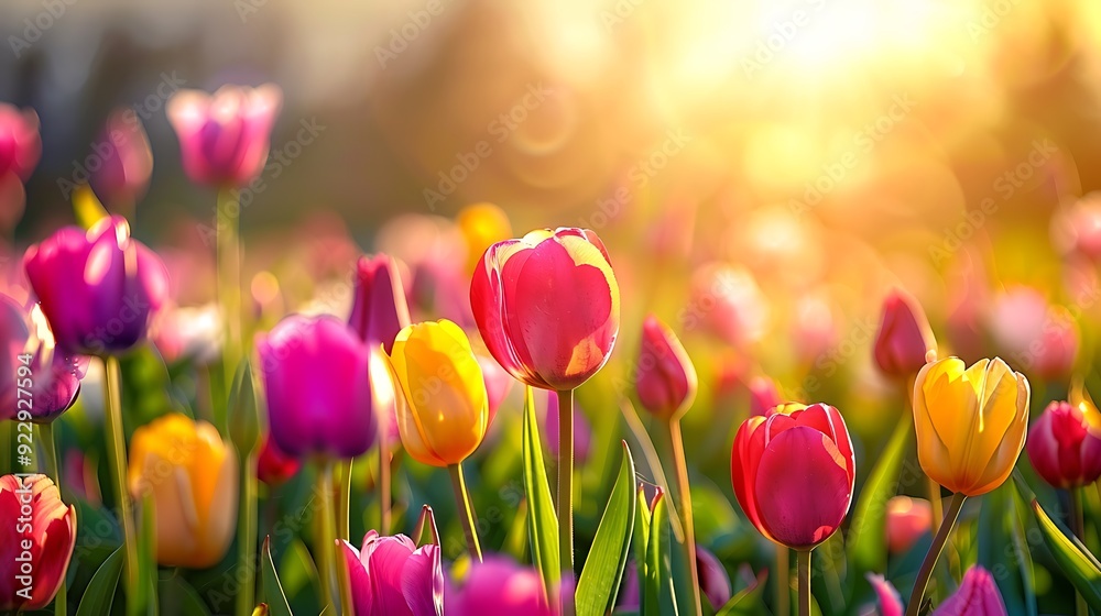 Deteriorating weather over tulips in springTulips on a sunny field in spring Deteriorating weather over tulips in springTulips on a sunny field in spring
