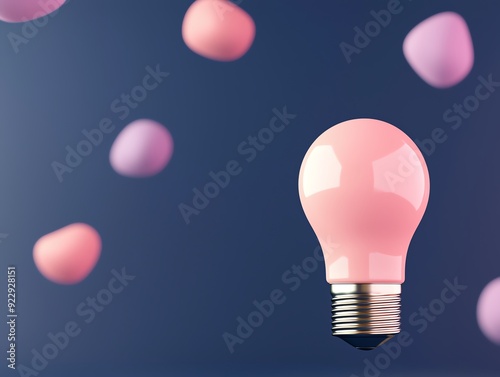 Light bulb, surrounded by floating holograms, conceptual innovation, futuristic background