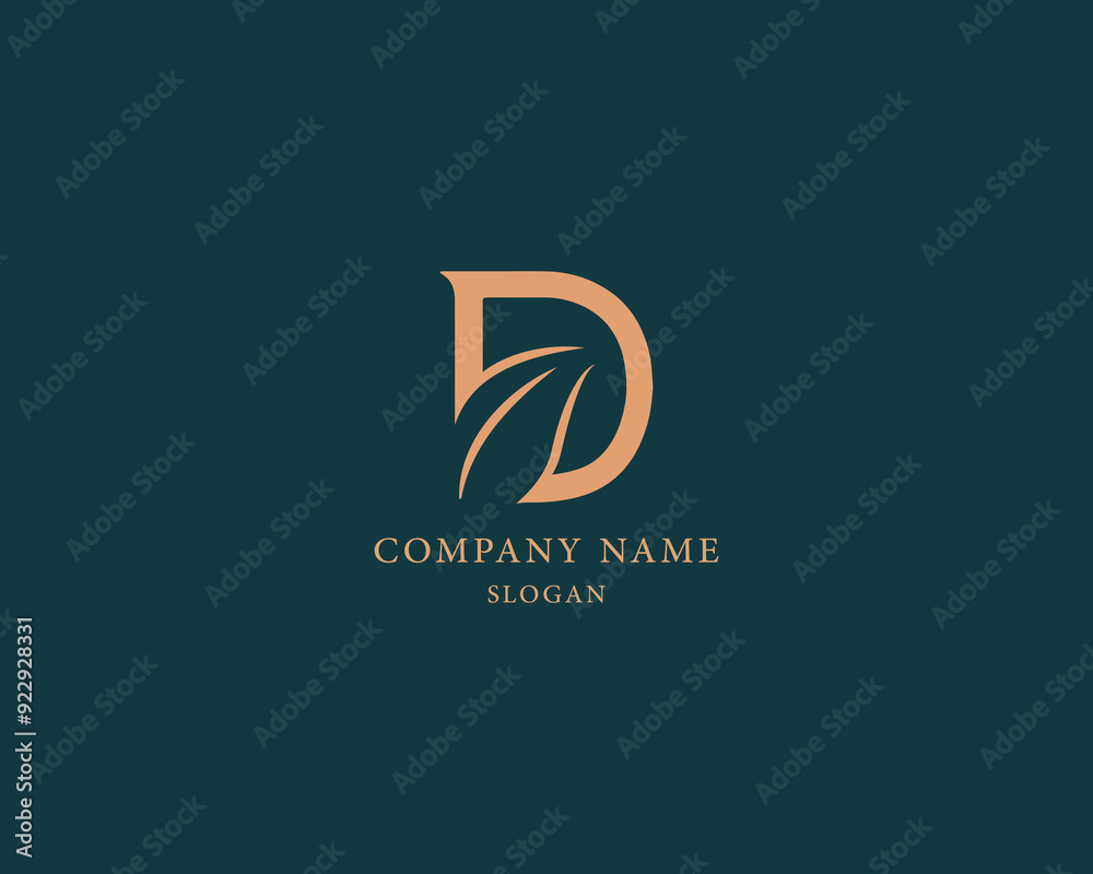 Initial letter d with leaf logo design vector image Initial letter d with leaf logo design vector image