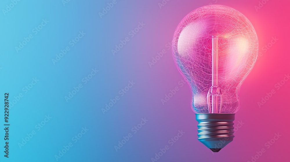 Neon light bulb, holographic data streams, futuristic tech concept, dynamic energy Neon light bulb, holographic data streams, futuristic tech concept, dynamic energy