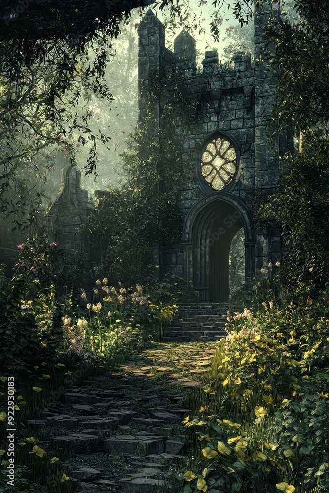 Obraz premium Mystical castle hidden in the enchanted woodland