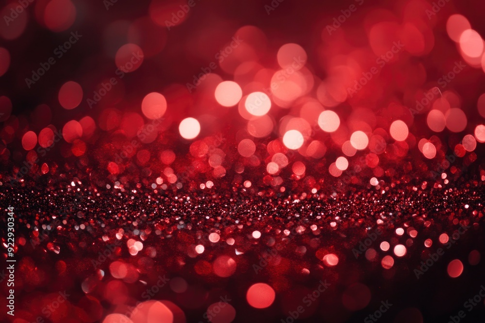 Red glitter bokeh background with sparkling light, abstract defocused texture. Holiday lights with generative ai Red glitter bokeh background with sparkling light, abstract defocused texture. Holiday lights with generative ai