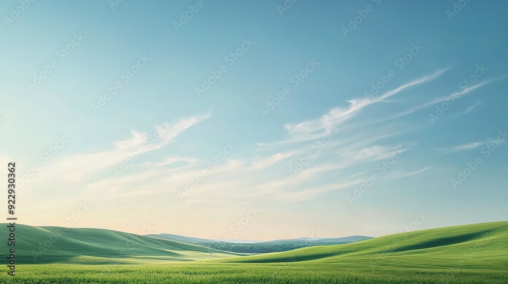 Obraz premium Serene Sunset over Rolling Green Hills