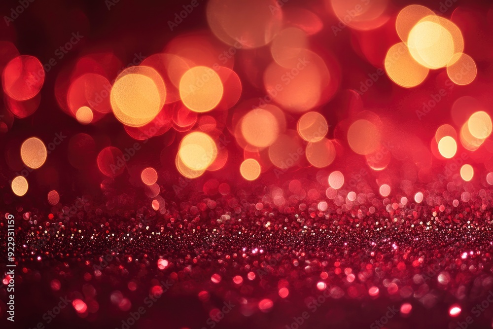 Red glitter bokeh background with sparkling light, abstract defocused texture. Holiday lights with generative ai Red glitter bokeh background with sparkling light, abstract defocused texture. Holiday lights with generative ai