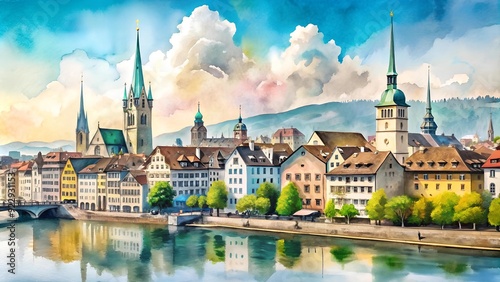 Zurich's Skyline: A Tapestry of Time and Technology generative AI