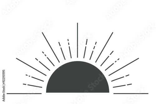 黒い半円風の太陽のイラスト