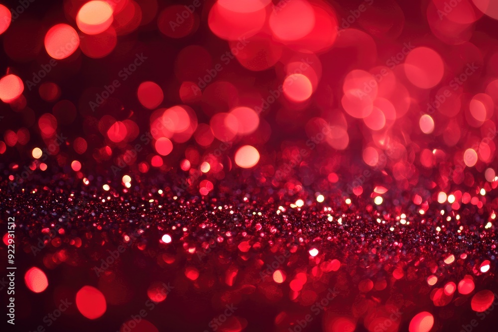 Red glitter bokeh background with sparkling light, abstract defocused texture. Holiday lights with generative ai Red glitter bokeh background with sparkling light, abstract defocused texture. Holiday lights with generative ai