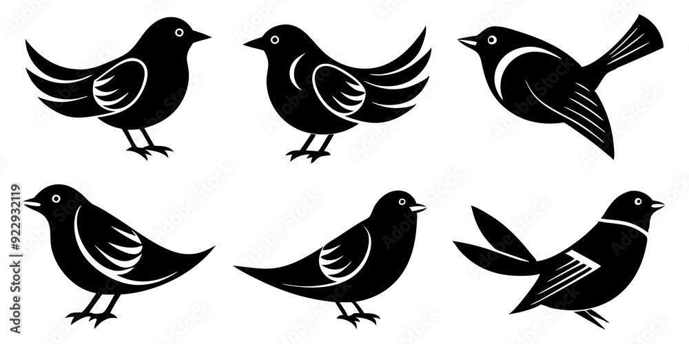 Fototapeta premium Bird icons. Set of illustrations: bird silhouette icon vector art. 