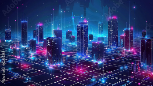 Wallpaper Mural Eyecatching Smart City Design Connecting Dots with Data Tech Torontodigital.ca