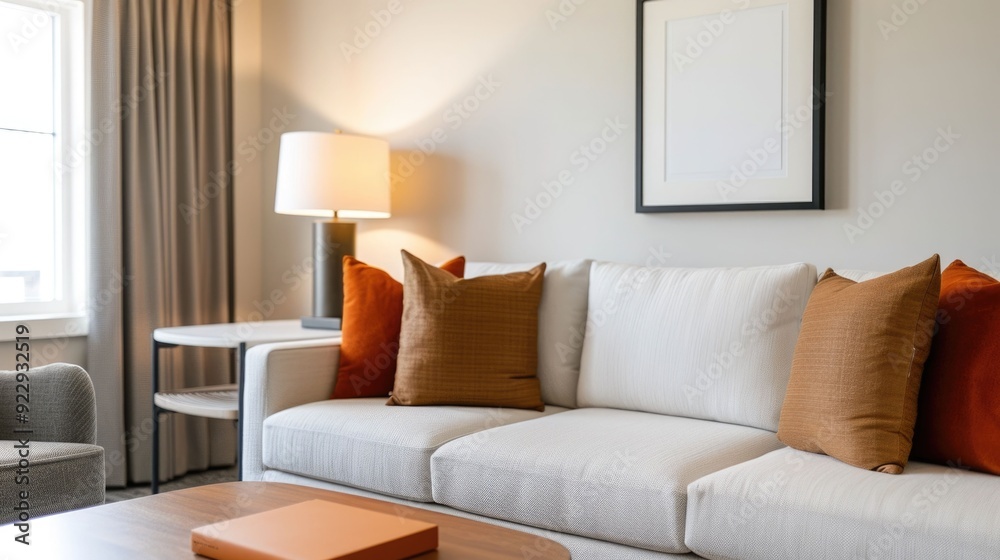 Elegant and sophisticated hotel lobby interior design with plush comfortable furniture decorative pillows and tasteful wall art decor creating a welcoming and relaxing ambiance for guests Elegant and sophisticated hotel lobby interior design with plush comfortable furniture decorative pillows and tasteful wall art decor creating a welcoming and relaxing ambiance for guests