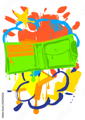 Wallet Graffiti. Abstract modern street art decoration performed in urban painting style.