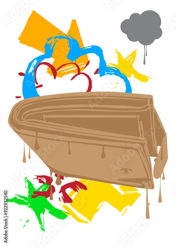 Wallet Graffiti. Abstract modern street art decoration performed in urban painting style.