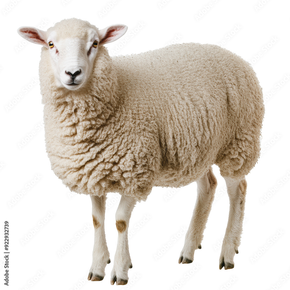 Fototapeta premium PNG Woolly sheep standing on a white background
