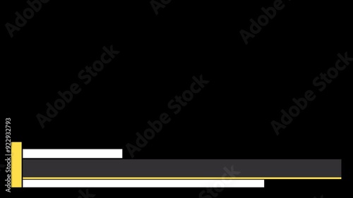 Modern lower third template on transparant background. Features yellow vertical bar, white horizontal bars for text. Suitable for video content, breaking news, or key information 