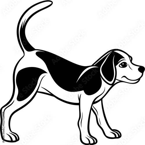 Beagle puppy dog isolated on white, beagle dog vector illustration, animal vector art, dog silhouette,  pet vector icon, burger cartoon line art, eps