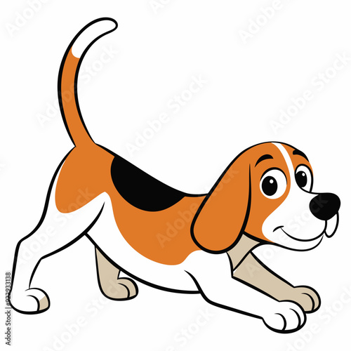 Beagle puppy dog isolated on white, beagle dog vector illustration, animal vector art, dog silhouette,  pet vector icon, burger cartoon line art, eps