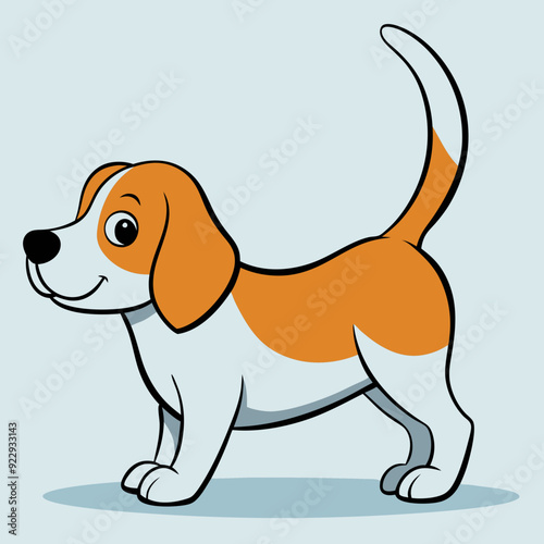 Beagle puppy dog isolated on white, beagle dog vector illustration, animal vector art, dog silhouette,  pet vector icon, burger cartoon line art, eps