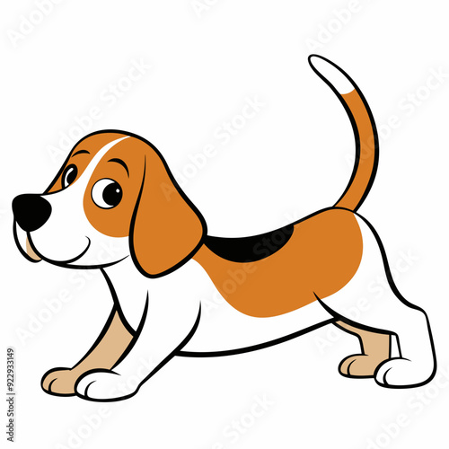 Beagle puppy dog isolated on white, beagle dog vector illustration, animal vector art, dog silhouette,  pet vector icon, burger cartoon line art, eps