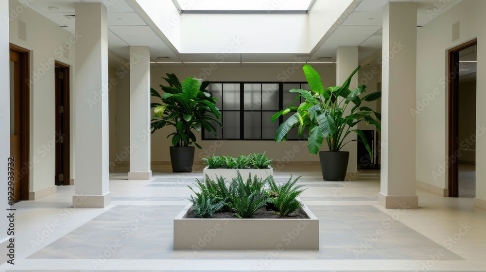 Spacious and Inviting Hotel Atrium with Abundant Natural Light and Lush Greenery A Serene and Sophisticated Commercial Interior Design for Hospitality Meetings and Events Spacious and Inviting Hotel Atrium with Abundant Natural Light and Lush Greenery A Serene and Sophisticated Commercial Interior Design for Hospitality Meetings and Events