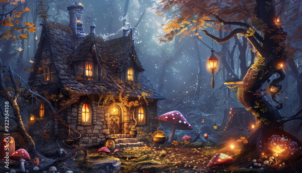 Fototapeta premium Enchanting Witch's Cottage in the Forest