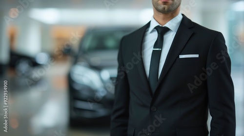 Luxury hotel valet service with professional attendants parking premium cars in the background with a deep depth of field effect