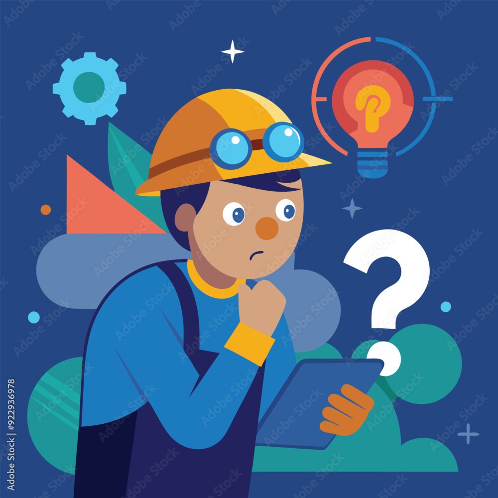 A worker looking something mystery A worker looking something mystery