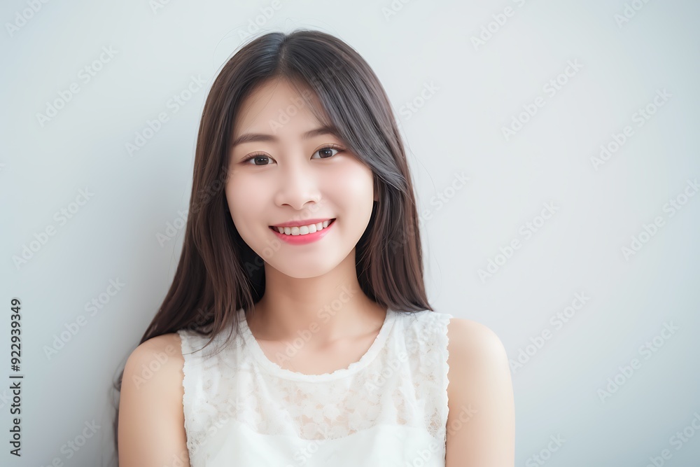 Beautifull Asian Young Woman Smiling and Laughing, Blank White and Blue, Business Woman Attractive Smile Beautifull Asian Young Woman Smiling and Laughing, Blank White and Blue, Business Woman Attractive Smile