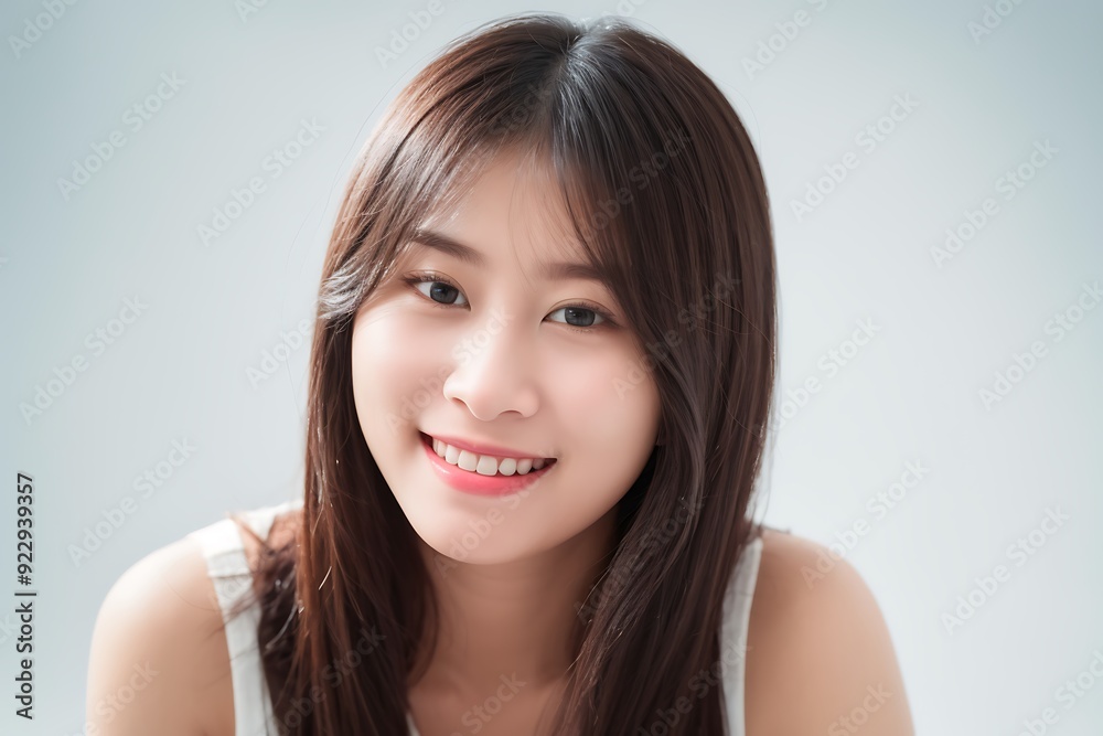 Beautifull Asian Young Woman Smiling and Laughing, Blank White and Blue, Business Woman Attractive Smile Beautifull Asian Young Woman Smiling and Laughing, Blank White and Blue, Business Woman Attractive Smile