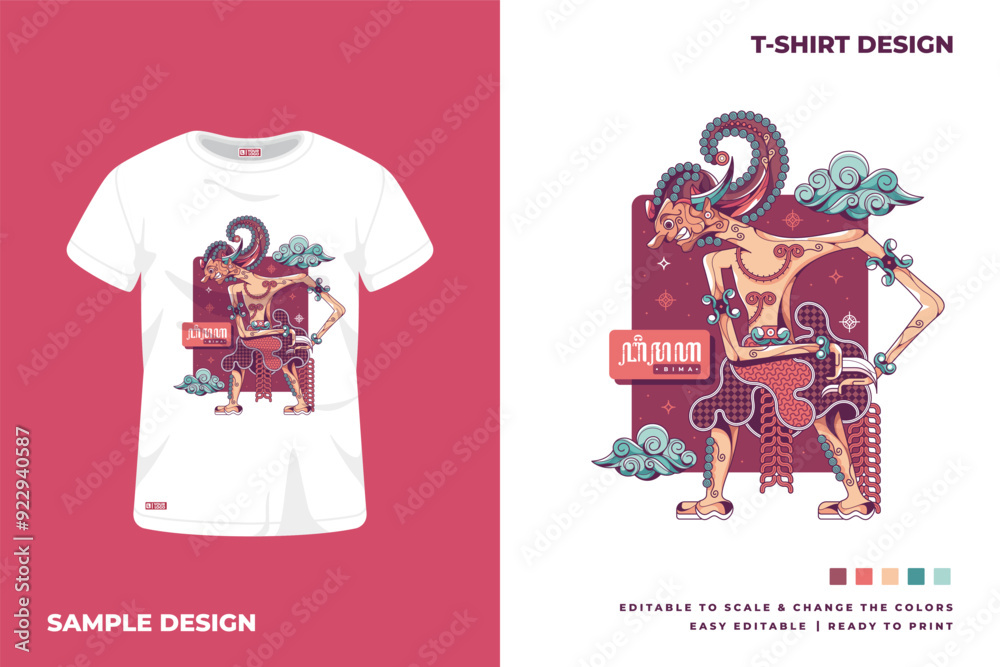 bima javanese wayang art t shirt design bima javanese wayang art t shirt design